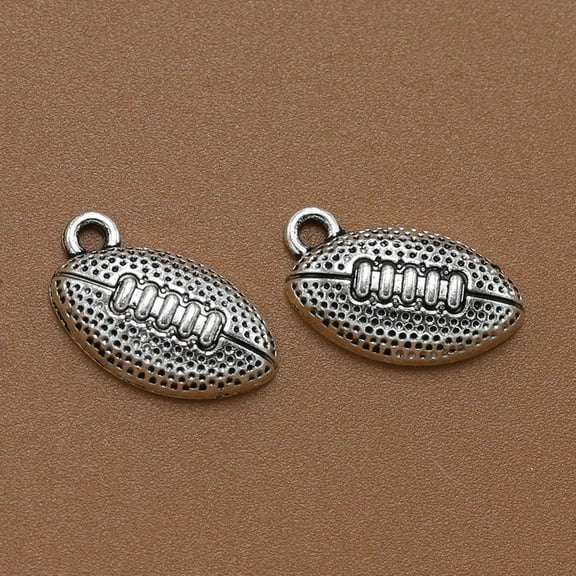 Raindrops Football Pendant Charms for DIY Jewelry Making Antique Silver 10Pcs
