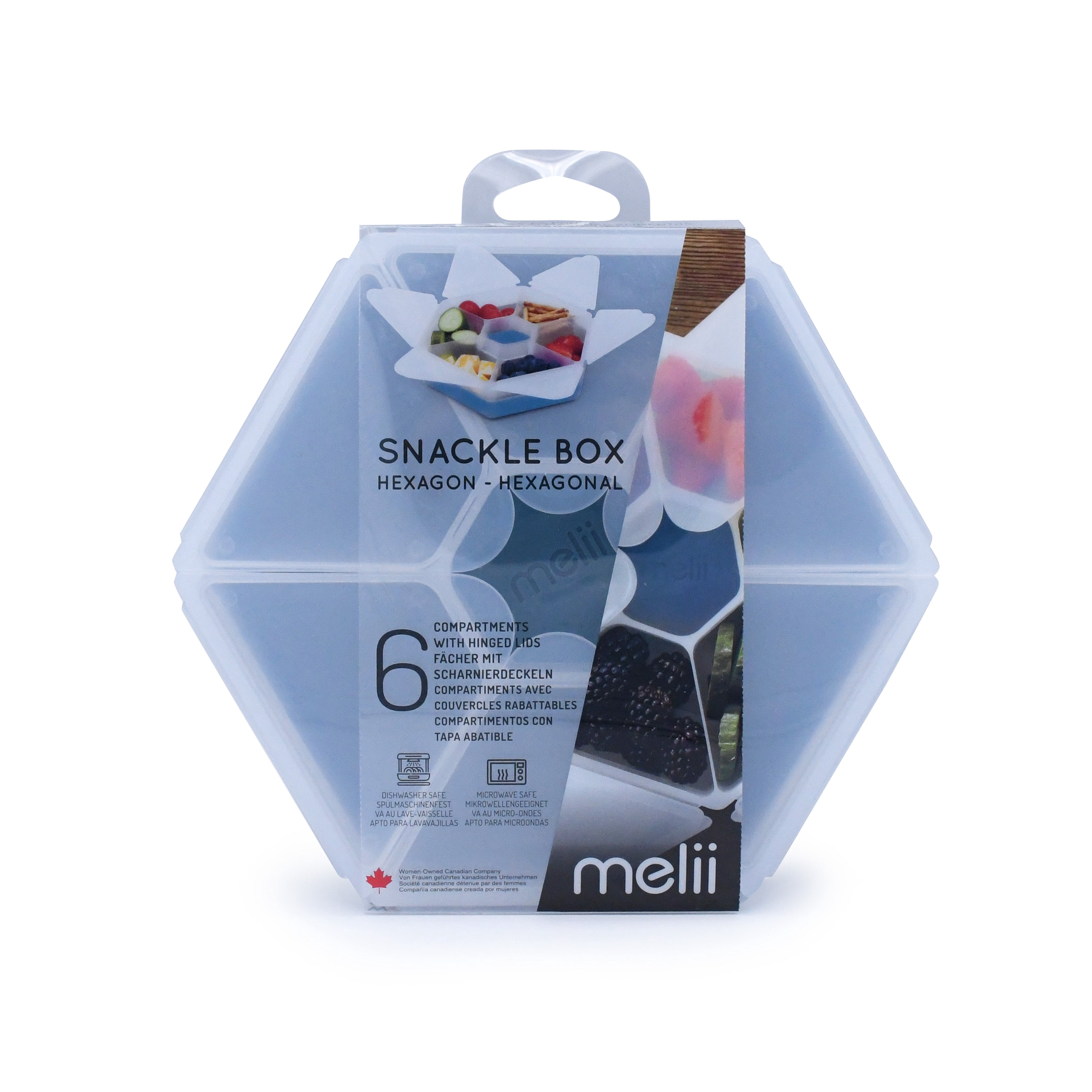 Melii Hexagon Snackle Box, 6 Compartment Snack Container, Slate Blue