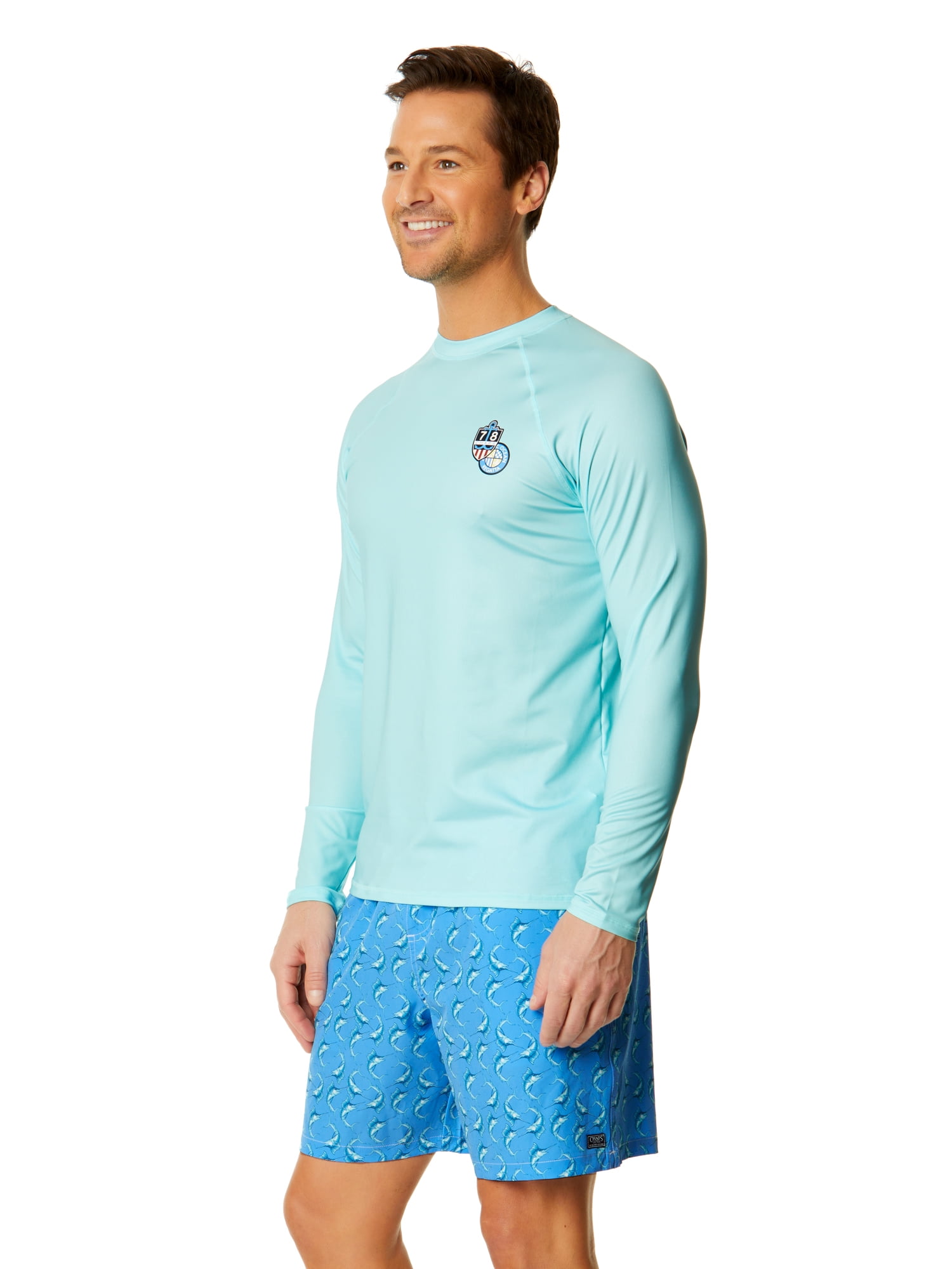 Chaps Men's Long Sleeve Graphic Rash Guard with UPF50+, up to Size S