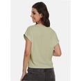thumbnail image 5 of Womens Short Sleeve Cropped T-shirts Summer Rolled Dolman Sleeve Crop Tops Casual Round Neck Solid Short Basic Tees, 5 of 6