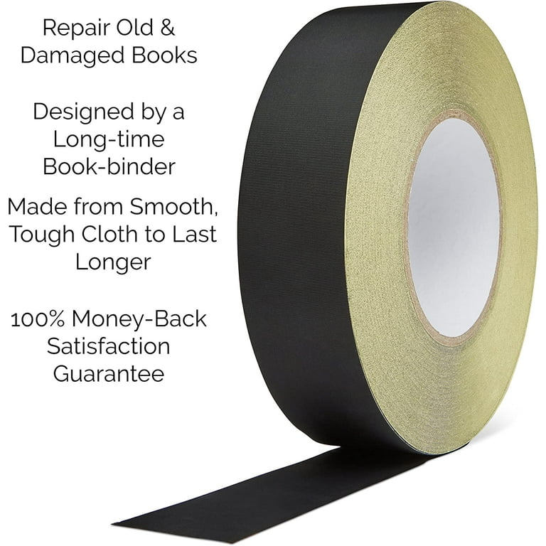 Koltose by Mash Black Bookbinding Tape, Black Cloth Book Repair Tape for Bookbinders, Black Fabric Hinging Tape, Craft Tape, 1.5 Inches by 150' Feet