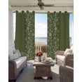 thumbnail image 3 of Japanese Blackout Curtains 45 Inches Long, Kitchen Black Out Window Treatments, Green Rustic Retro Pastoral Floral Leaves Thermal Insulated Lined Drapes for Small Window with Grommet 42"x45", 3 of 8