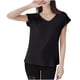 thumbnail image 2 of Pijama de manga corta para mujer, color liso, manga corta, camiseta fina con cuello en V, pijama de manga corta, blusa de poliéster para mujer, 2 of 8