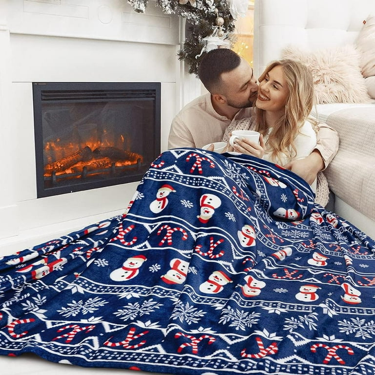 Christmas Snowman Throw Blanket Blue Holiday Christmas Fleece Blanket Soft Plush Warm Winter Cabin Throw 50x60 Blue Christmas Walmart