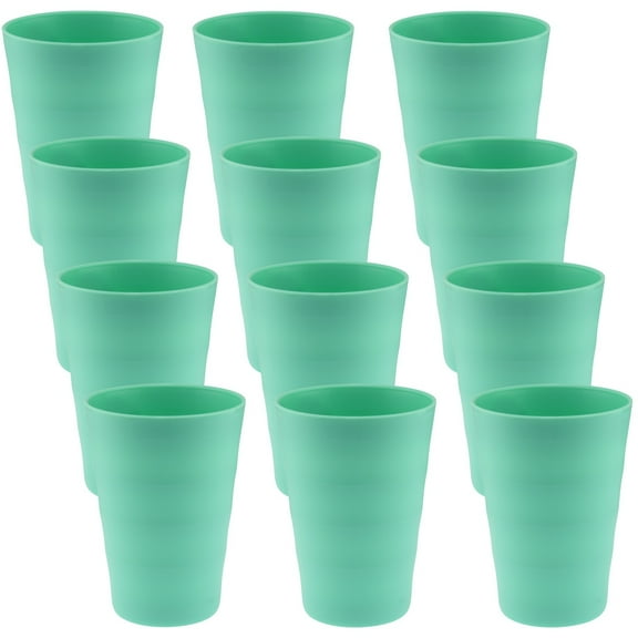 YBM Home Reusable Plastic Cups 12 oz, Unbreakable Drinkware Dishwasher Safe 12-Pack, Green