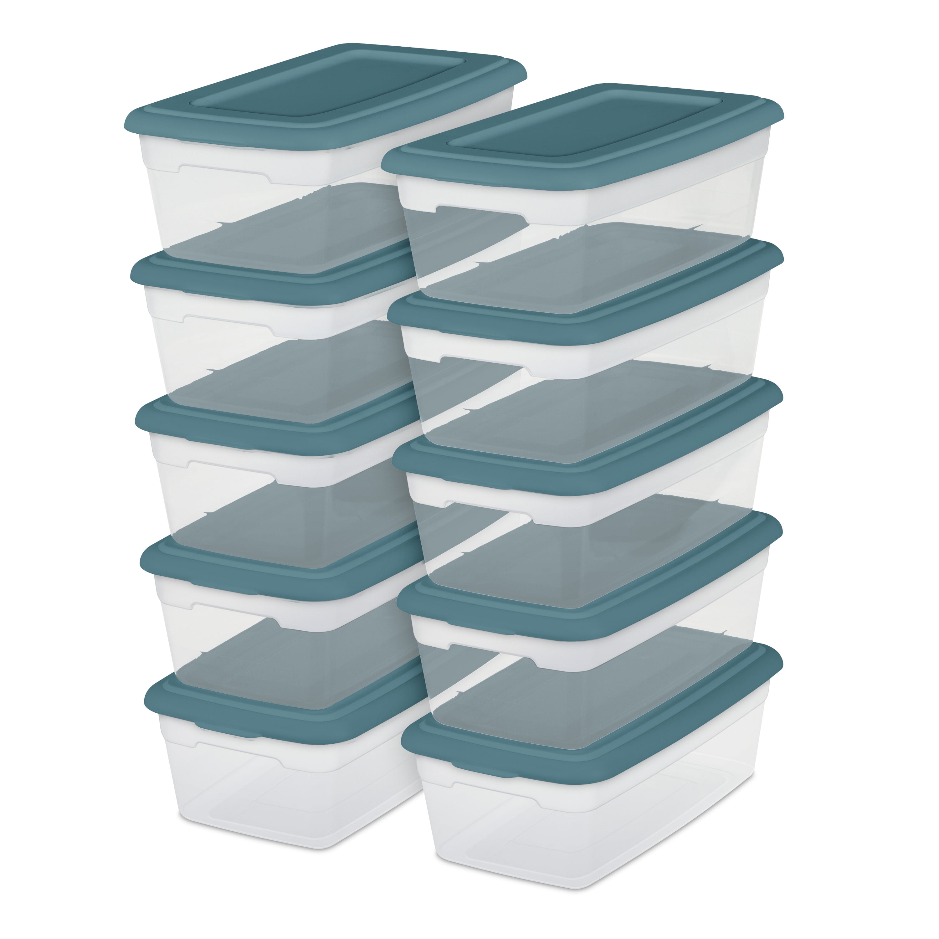 Sterilite Plastic 6 Qt. Storage Box Cool Water Set of 40