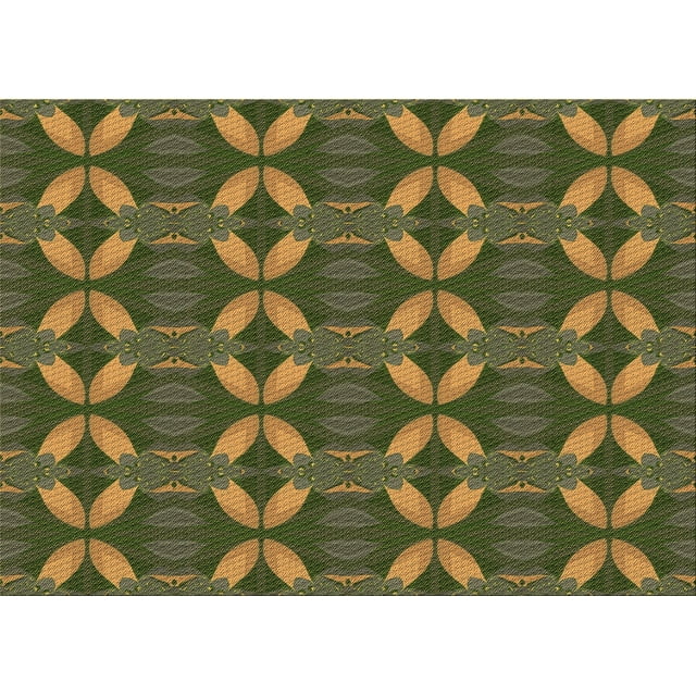 Ahgly Company Tapis Rectangulaire Lavable en Machine Intérieur Transitionnel Vert Armée, 2 Pieds x 4 Pieds