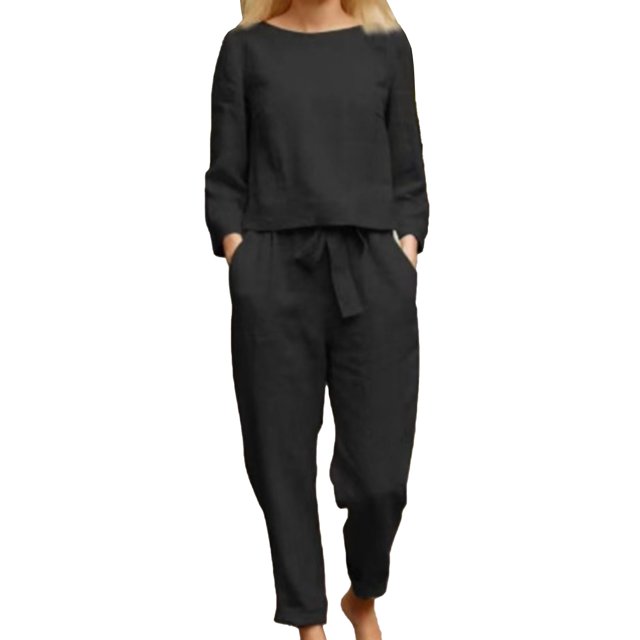 Conjunto de pantalón y camiseta de manga larga, conjunto de dos piezas de pantalón y camiseta de manga larga para mujer Conjunto de pantalón y camiseta de manga larga de color puro Aspecto llamativo