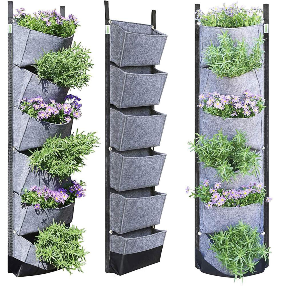 Details about   7 Pockets Vertical Growing Hanging Wall  Bag Garden Plant Pot Planter Bags 