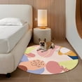 thumbnail image 2 of Round Area Rug 5ft Mid Century Morandi Abstract Geometric Area Rugs Washable Low Pile Floor Carpet for Bedroom, Boho Minimalist Art Non Slip Soft Rugs for Living Room Entryway Dining Room, 2 of 9