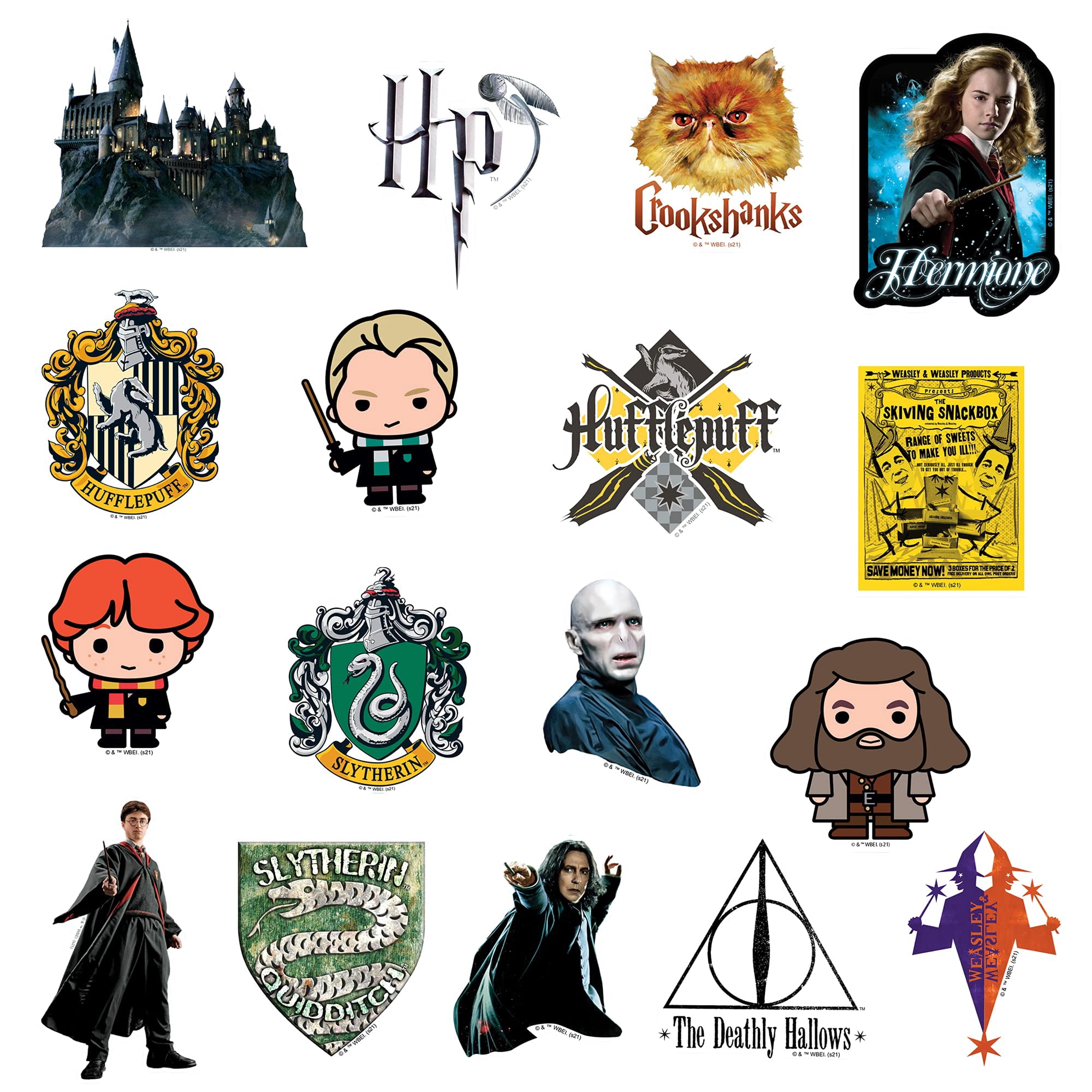 Harry Potter 200ct Vinyl Sticker Pack  Hogwarts Houses, Harry, Hermione, Ron, Dumbledore, Deathly Hallows Die-Cut Stickers for Laptop, Water Bottle, Scrapbooking, Tablet, Indoor & Outdoor