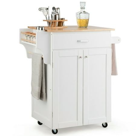 Gymax Rolling Kitchen Island Utility Kitchen Cart Storage Cabinet
