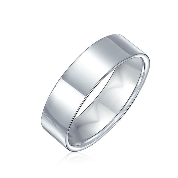 Bling Jewelry Unisex Traditional .925 Sterling Silver Flat Cigar Wedding Band Ring 6MM Comfort Fit