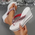 thumbnail image 6 of SACFOF Rhinestone Wedge Sandals for Women Platform Flip Flops Women's T-Strap Sandals Comfortable Walking Open Toe Slippers Casual Summer Beach Sparkly Slip On Slides Wedding Party Dress Shoes, 6 of 6