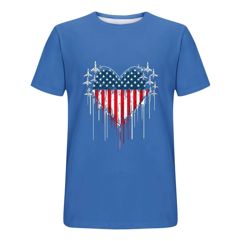 UVEASISHA American Flag Shirts Men Big and Tall 4th of July T