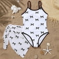 thumbnail image 6 of NIEWTR Girls Swimsuit Set Comfortable Soft Breathable And Stylish With Bow Print Swimwear Beach Bathing Suit for Summer Vacation 7-8 Years White, 6 of 7