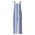 thumbnail image 4 of lcziwo Plaid Printed Jumpsuits for Women Summer Linen Sleeveless Spaghetti Strap Rompers Loose Plus Size Wide Leg Bib Overall with Pockets Todays Daily Sales Navy XXXXL, 4 of 6