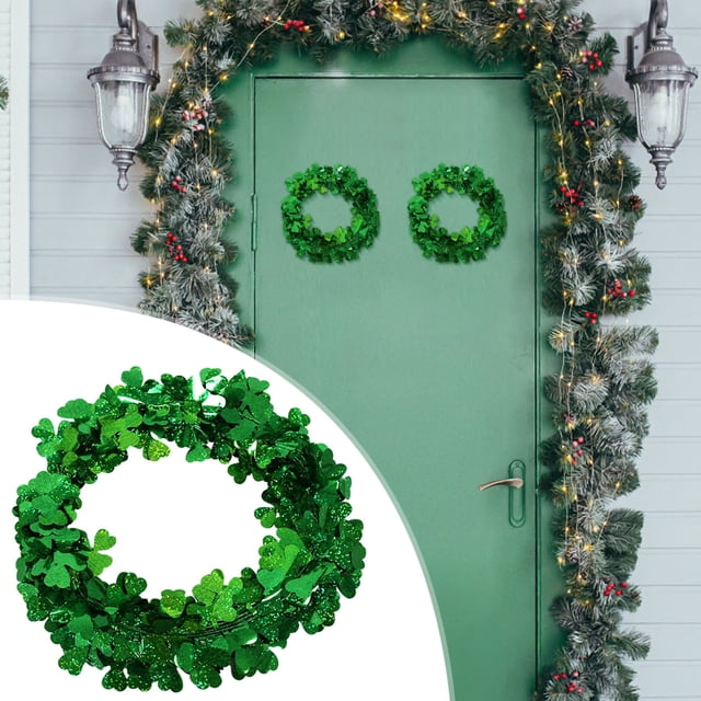 Saint Patrick's Day Garland Green Garland St. Patrick's Day Garland Irish Festive Four-Leaf Wreath For Holiday Ornament