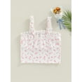 thumbnail image 4 of Genuiskids Girls Summer Tank Tops Big Kids Ribbed Ruffled Floral Print Boat Neck Pullover with Bow 8-12T, 4 of 9