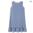 thumbnail image 3 of facefd Femmes Robe Sans Manches Dot Gilet Volanté Rond Tour de Cou Robe en Vrac Bleu Clair 3XL, 3 of 5