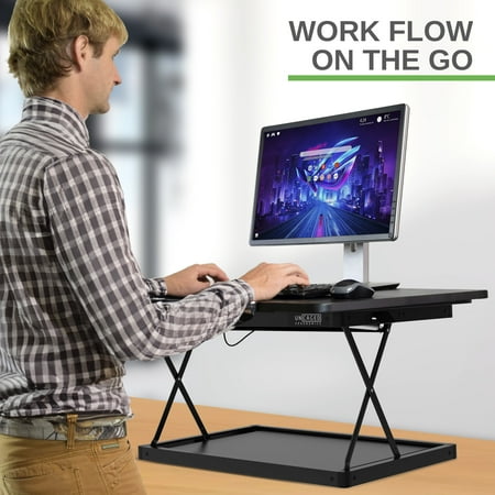 Uncaged Ergonomics - CHANGEdesk MDF Standing Desk Converter With Adjustable Height - Black