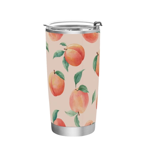 20oz Double-Wall Vacuum Insulated Stainless Steel Tumbler with Straws Sports Mugs BPA-Free Pale Pink Peach's Pattern