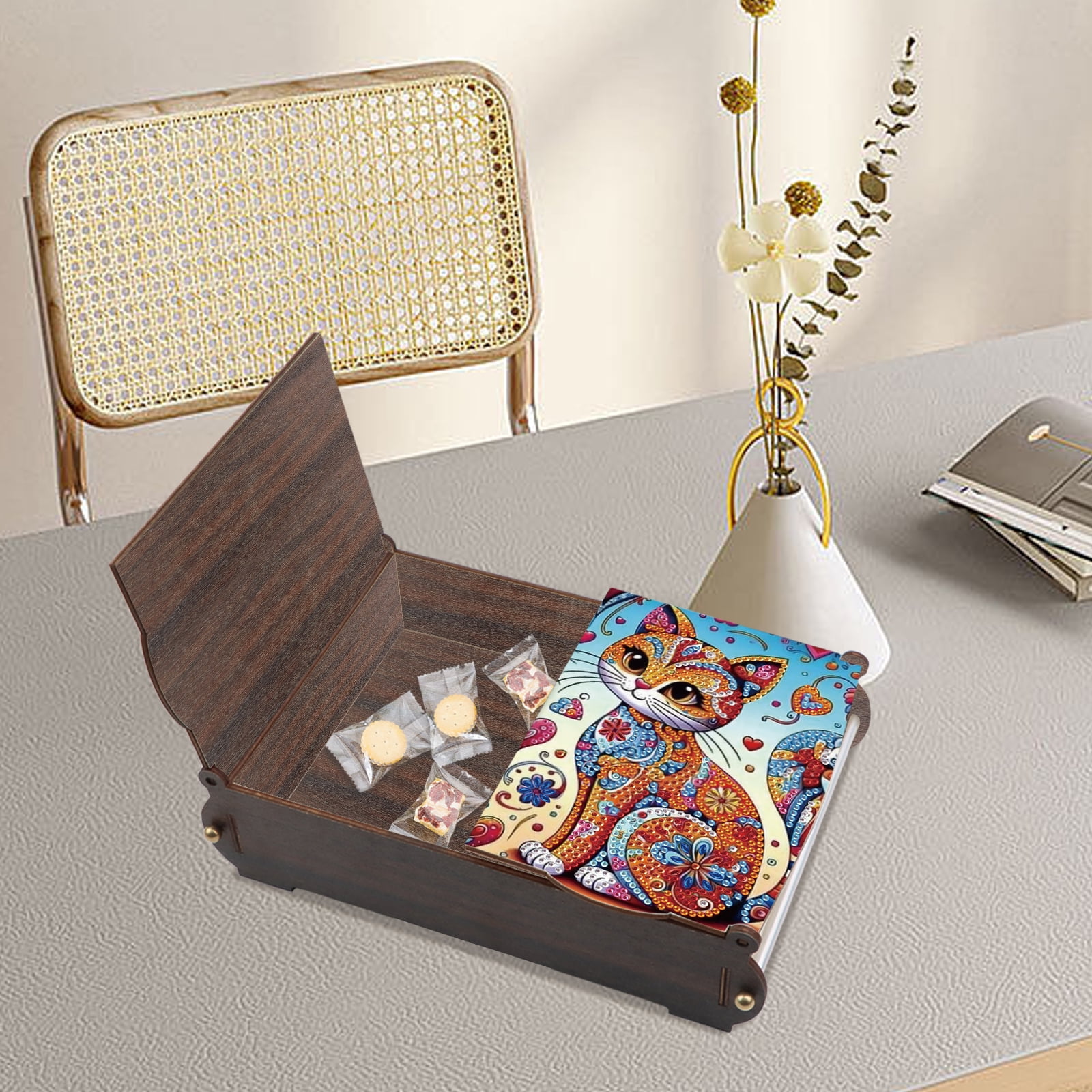 Diamond painting kit storage box, cat DIY multifunctional craft storage box, suitable for home office holiday gifts