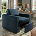 thumbnail image 3 of Weston Home Glen Park Modern Linen Accent Chair with 1 Hidden Metal Wire Storage Drawer, Blue, 3 of 7