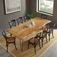 thumbnail image 2 of 96 Inch Dining Table, Black Natural, Wood, Rectangular, Mid Century Kitchen Cafe Bistro Hospitality Restaurant, Modern Contemporary HB35901, 2 of 13
