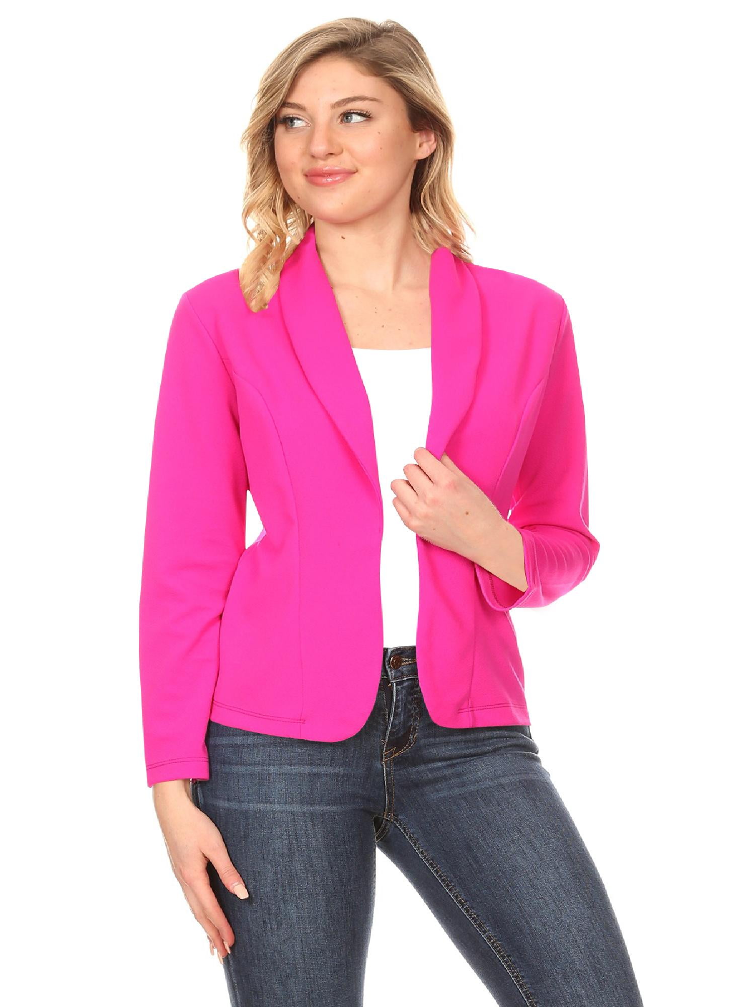 Women's Solid Casual Office Work Long Sleeve Open Front Blazer Jacket -  Walmart.com
