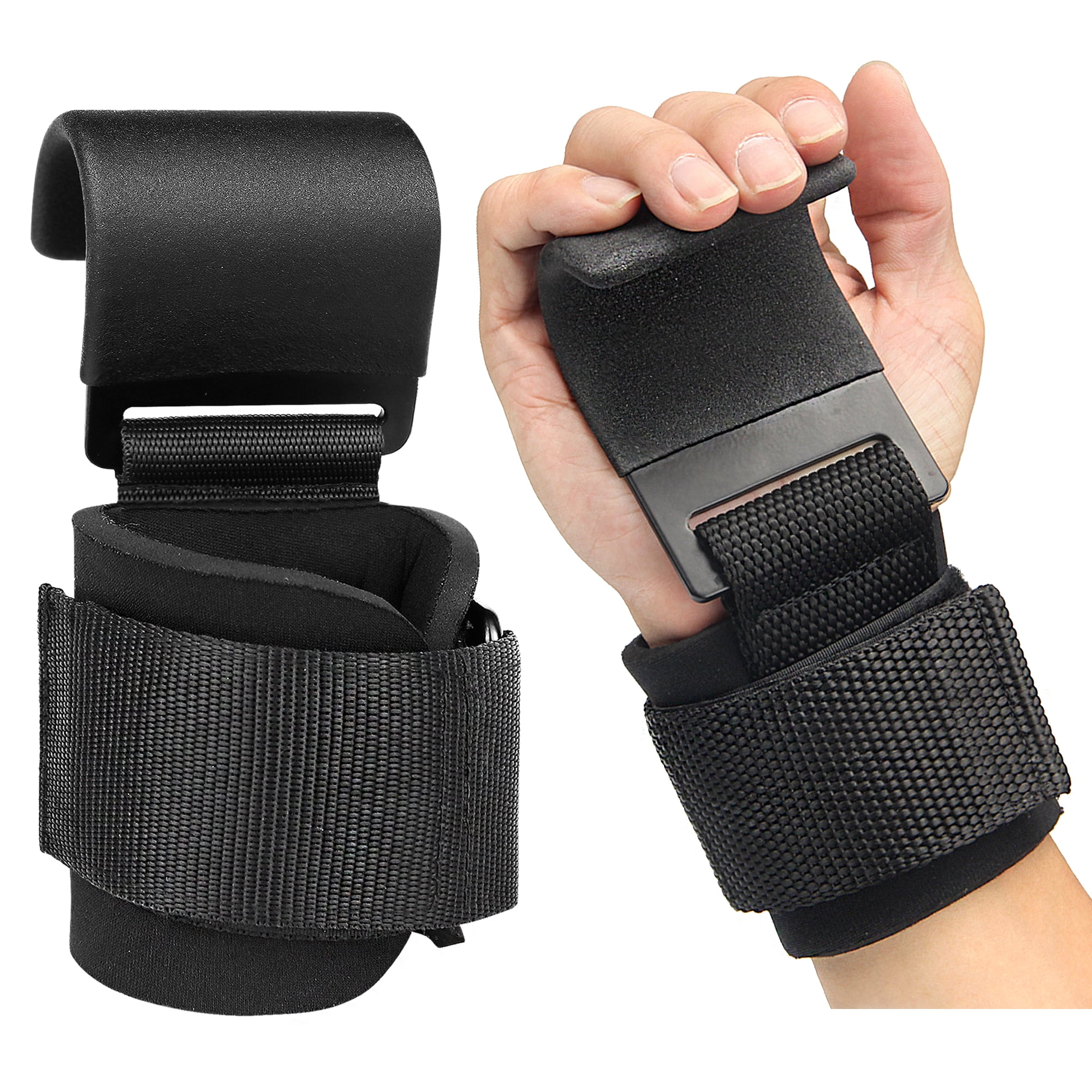 Weight Lifting Hooks Grips Straps Wrist Support Gym Training Power Lifting Wraps 