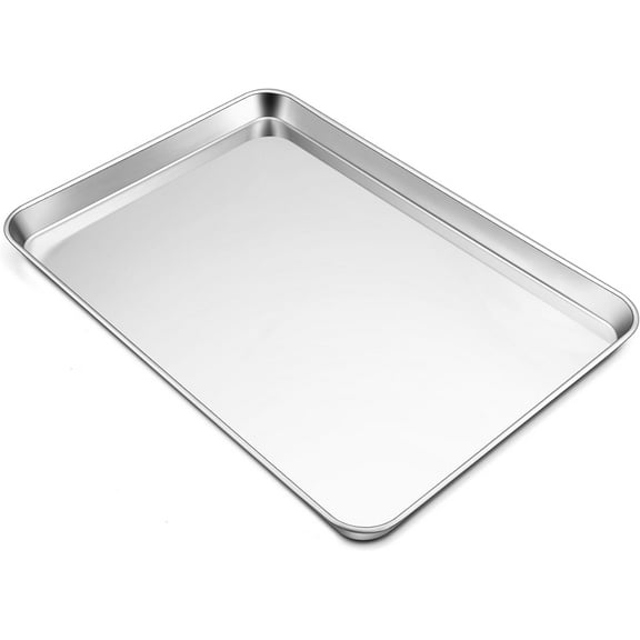Stainless Steel Baking Sheet, 20’’ x 14’’ Large Baking Sheet Pan Bakeware Set Cookie Sheets for Baking, Roasting, Cooking, Non Toxic, Mirror Finish & Dishwasher Safe