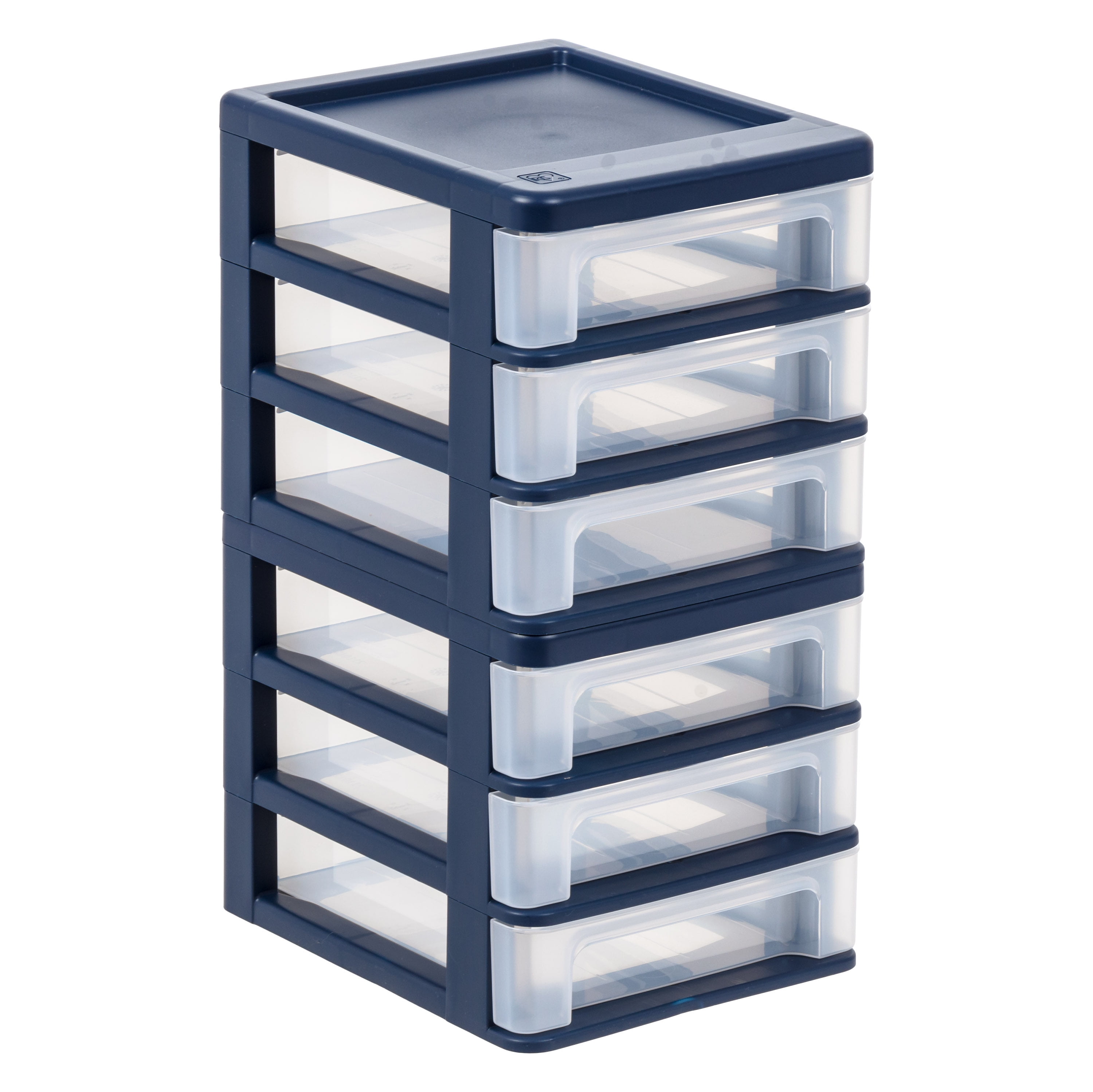 IRIS Small 3 Drawer Countertop Organizer, 2 Pack - Navy Blue