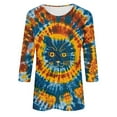 thumbnail image 5 of Fznquz Crewneck Tees for Women 3/4 Sleeve Tie Dye Tees Casual Funny Graphic Spring Animal Print Women's Blouses, 5 of 5