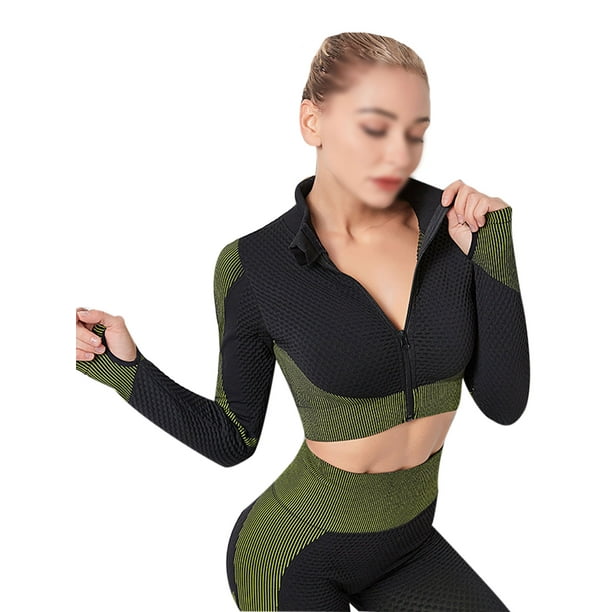 2 Piece Tracksuit Sweatsuit for Women Lady Workout Outfits High Waist  Leggings Pants and Long Sleeve Crop Top Yoga Gym Activewear Set -  Walmart.com