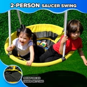 Sportspower Swing and Play Galvanized Metal Swing Set with 2 Swings, Standing Swing, Roman Glider, 38in Saucer Swing, 5ft Slide , Bonus Anchor Kit Included