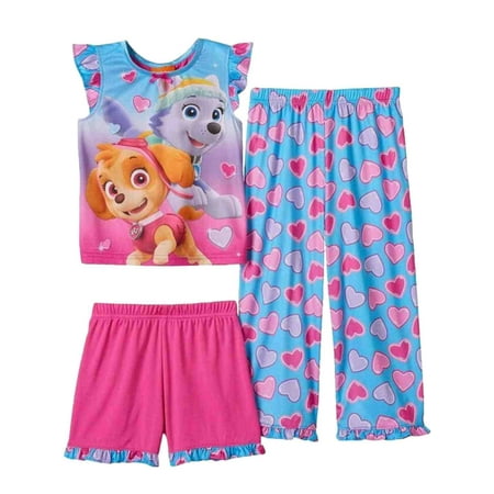 

Nickelodeon Toddler Girl Paw Patrol Heart Pajamas 3 PC Shirt Pants Shorts Set 2T
