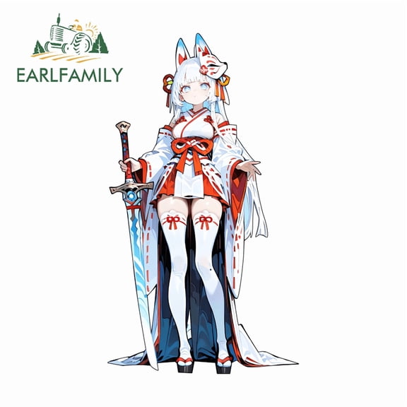 EARLFAMILY 5.1" Anime Girl Car Sticker Waterproof Rearview Mirror Laptop Decal