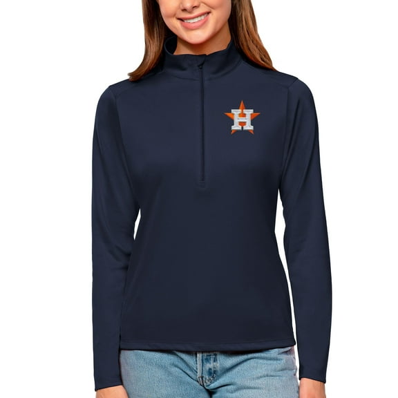 Women's Antigua Navy Houston Astros Tribute Quarter-Zip Pullover Top