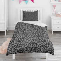 Black Leopard Print Duvet Cover and Pillowcase Set for Single Bedding, Bedroom Accessories for Kids Teens