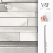 Smart Tiles Peel and Stick Backsplash, 5 Adhesive Tiles, Milano Grey, 11.55"x9.63"