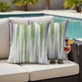 thumbnail image 4 of Sage Green Gray Outdoor Waterproof Pillow Covers, Gradient Country Abstract Aesthetic Decorative Square Throw Pillowcase Sofa Cushion Sham for Patio/Couch/Chair, 16"x16" 2 Pack, 4 of 8