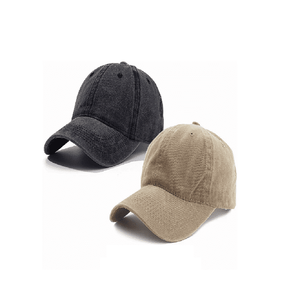 Gorra De Béisbol Vintage De Algodón Con Sólido 2 pzs, Beige + negro