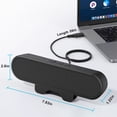thumbnail image 3 of Computer Speakers for Desktop Monitor, Stereo USB Powered Speaker Bar, Deep Bass Soundbar for PC, Laptop Speaker w/ Loud Sound, Volume Control Easily Clamps to Monitors, Included USB C Adapter, Black, 3 of 7