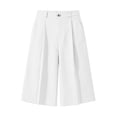 thumbnail image 6 of Karymi Pants for Women High Waist Bermuda Shorts, Pleated Wide Leg Dressy Shorts with Pockets, Casual Tailored Knee-Length Suit Shorts Women's Pants, 6 of 7