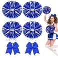 thumbnail image 2 of 6 Pompones de Porristas de 13 Pulgadas y Lazo Grande, Adecuados para Pompones de Porristas de NiñAs, Pompones de Metal y Asas, Azul, 2 of 8