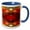 Blue/White, variant on 3drose, Bold Red, Orange and Yellow Abstract., 15oz Two-tone Red Mug