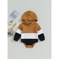 thumbnail image 3 of Elippeo Baby Long Sleeve Jumpsuit 6M 12M 18M 24M 3Y Contrast Color Toddler Ribbed Hooded Rompers for Newborn Infant Cute Clothes, 3 of 9