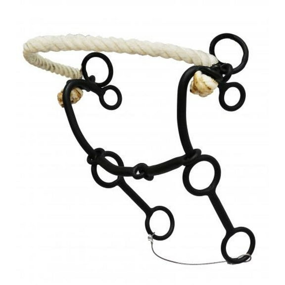 Showman Black Steel Combination Hackamore w/ Rope Nose