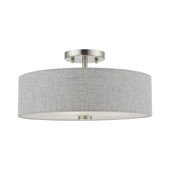 Livex Lighting - Dakota - 3 Light Semi-Flush Mount In Transitional Style-7.5
